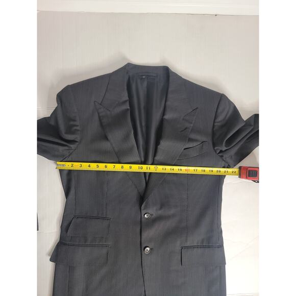 Tom Ford Blazer Mens SZ 52R (US 42) 100% Wool Black Gray Pinstripes Switzerland - Picture 13 of 16